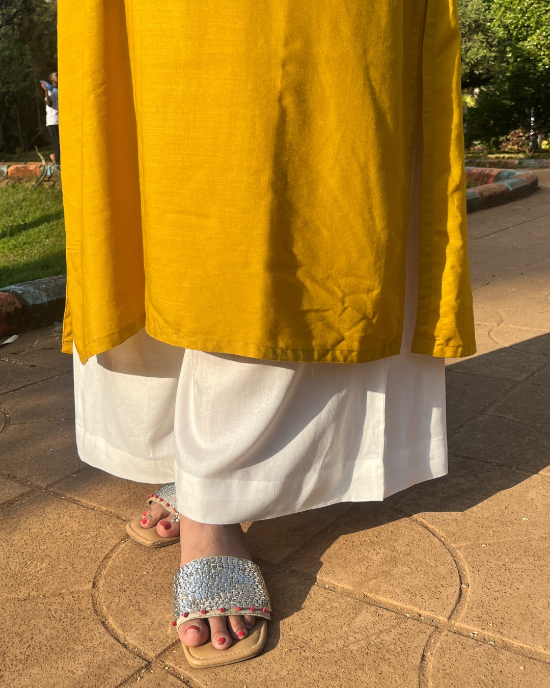 White Rayon Slub Palazzo